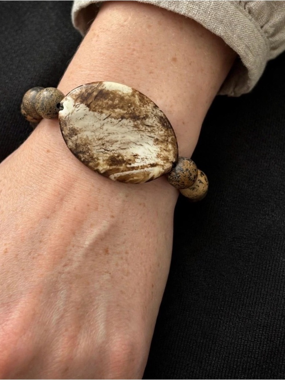 Brown Marbled Bead Statement Bracelet